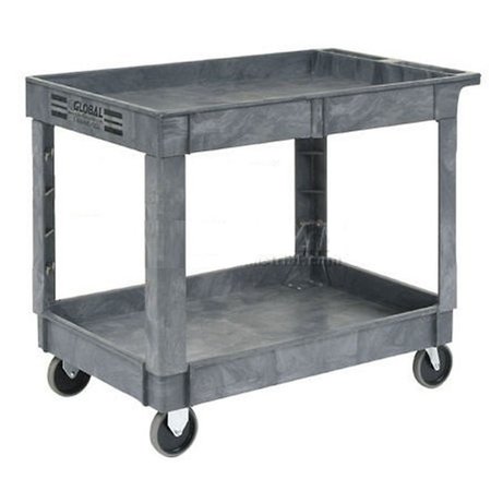 GLOBAL INDUSTRIAL 2 Shelf Tray Service & Utility Cart, Plastic, 40x26, 5 Rubber Casters 498526